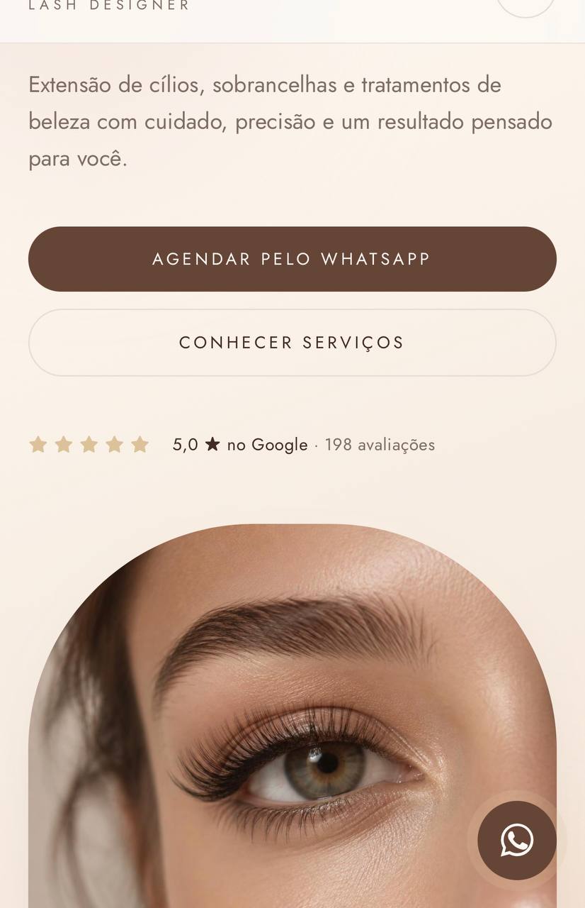 Landing page entregue para o segmento de Beleza